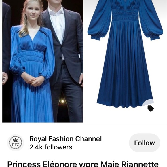 Maje Riannette Satin Maxi Dress in Blue sz 2 415$ - Picture 7 of 14